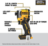 Factory Refurbished DeWalt Atomic 20V MAX* 1/4 in. Brushless Cordless 3-Speed Impact Driver (Tool Only) DCF850B