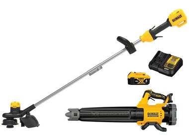 Factory Refurbished DeWalt 20V MAX Cordless Battery Powered String Trimmer & Leaf Blower Combo Kit with (1) 4.0 Ah Battery and Charger DCK0215M1
