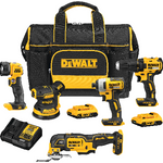 Factory Refurbished DeWalt 20V MAX* Cordless 5-Tool Combo Kit With Contractor Bag DCKSS521D2