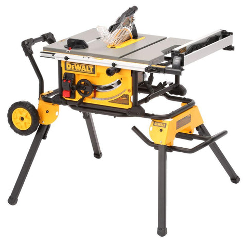 Factory Refurbished DEWALT 10" Jobsite Table Saw 32 - 1/2" (82.5cm) Rip Capacity, and a Rolling Stand DWE7491RS