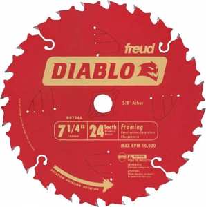 Freud Diablo 7-1/4-Inch 24 Tooth ATB Framing Saw Blade D0724A